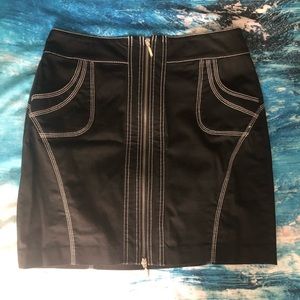 Sexy black w/white stitching zipper skirt